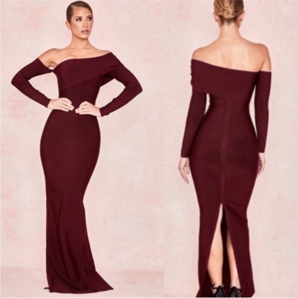 Elegant Off-Shoulder Burgundy Dress